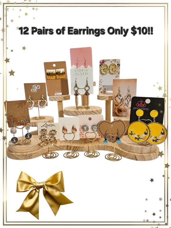 Jewelry - 12 Pairs Of Gold & Silver Tone Fashion Earrings In Multiple Styles & Colors